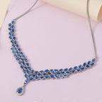 Kaschmir Kyanit Collier, ca. 45 cm, 925 Silber platiniert ca. 18.36 ct