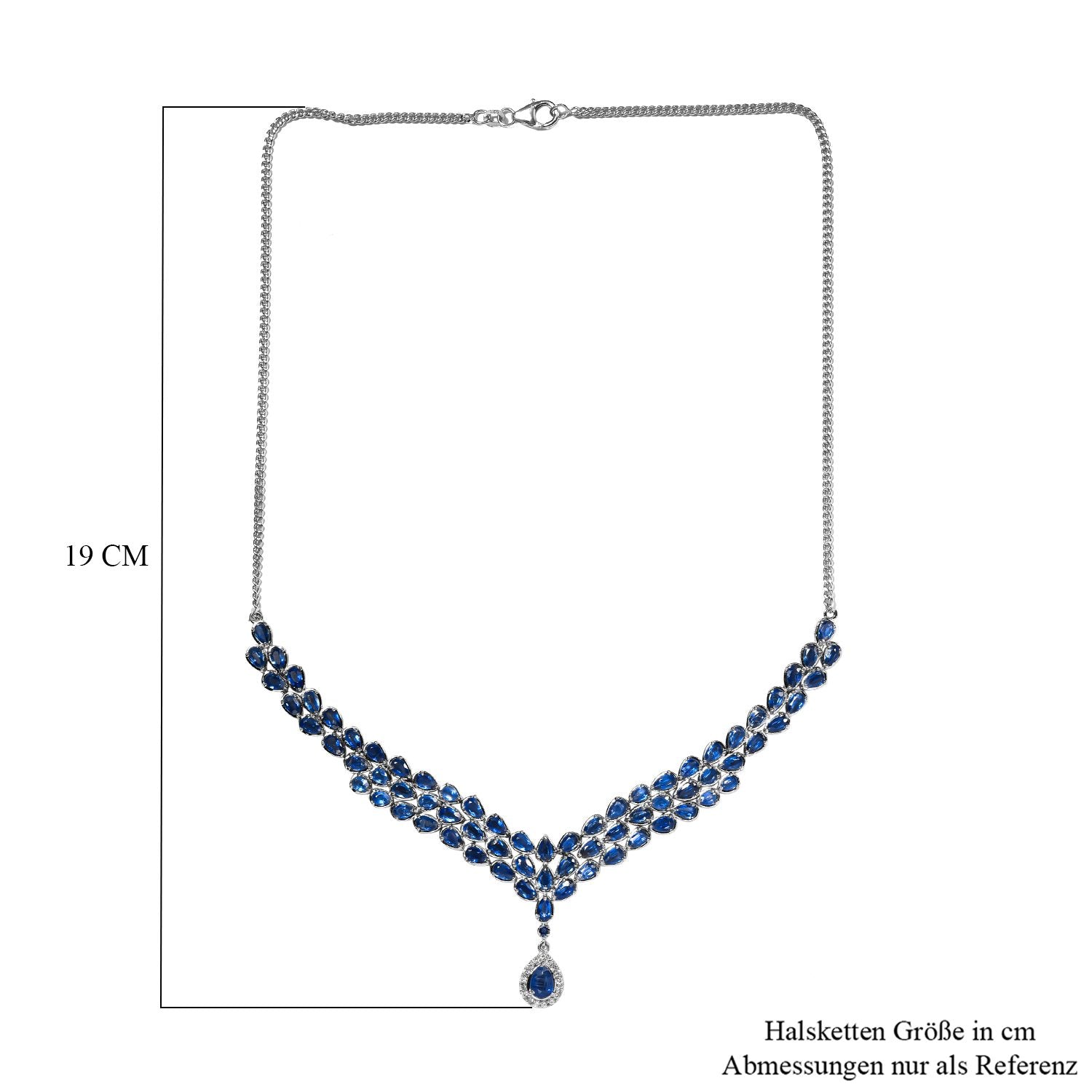 Kaschmir Kyanit Collier, ca. 45 cm, 925 Silber platiniert ca. 18.36 ct