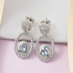Espirito Santo Aquamarin und weiße Zirkon Ohrringe, 925 Silber platiniert ca. 1.24 ct