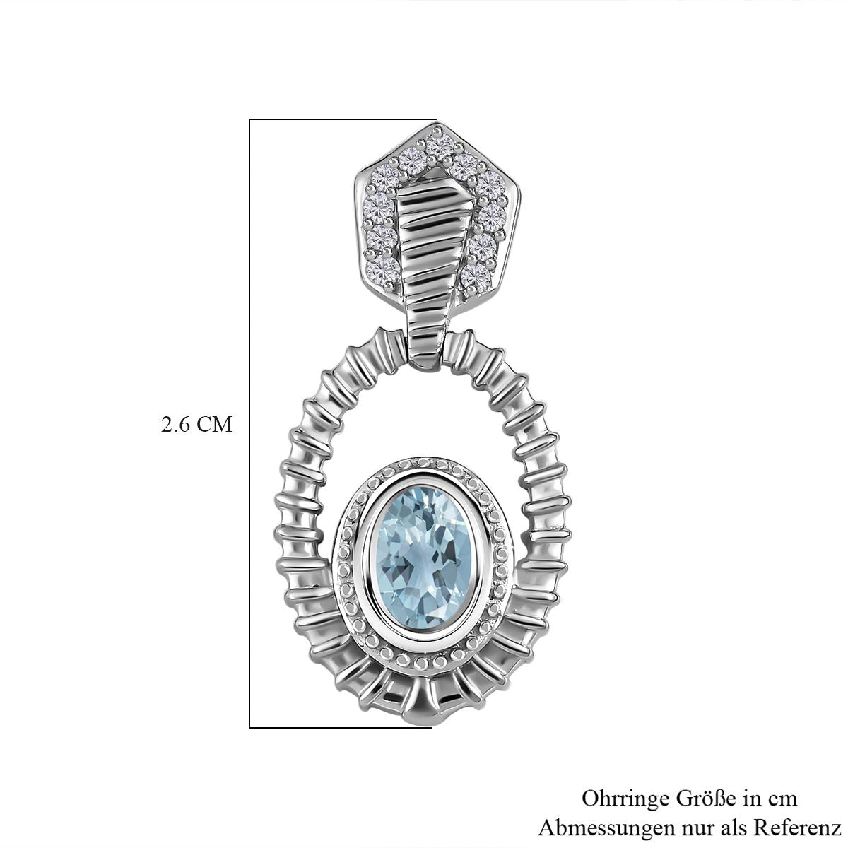 Espirito Santo Aquamarin und weiße Zirkon Ohrringe, 925 Silber platiniert ca. 1.24 ct