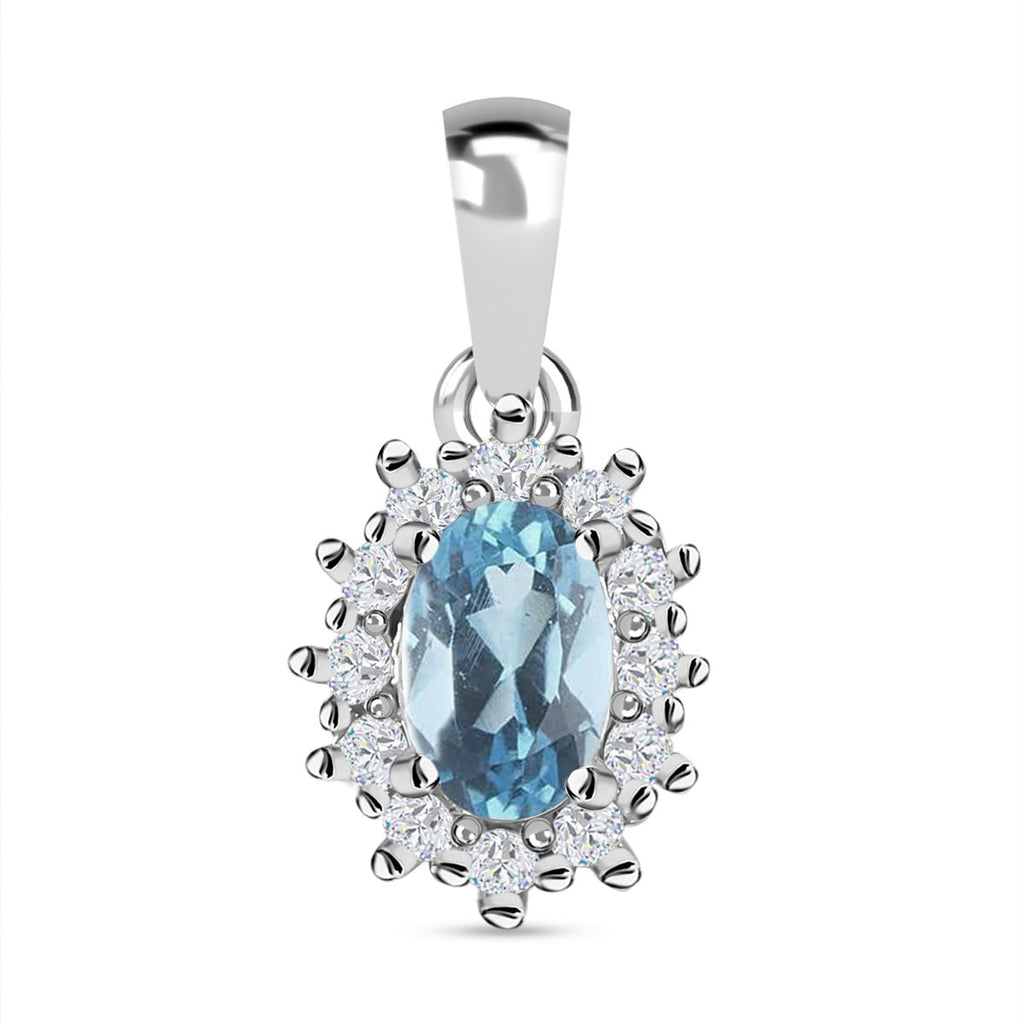 Espirito Santo Aquamarin und Moissanit Anhänger, 925 Silber platiniert ca. 0.52 ct