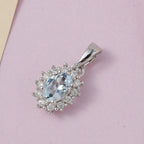 Espirito Santo Aquamarin und Moissanit Anhänger, 925 Silber platiniert ca. 0.52 ct
