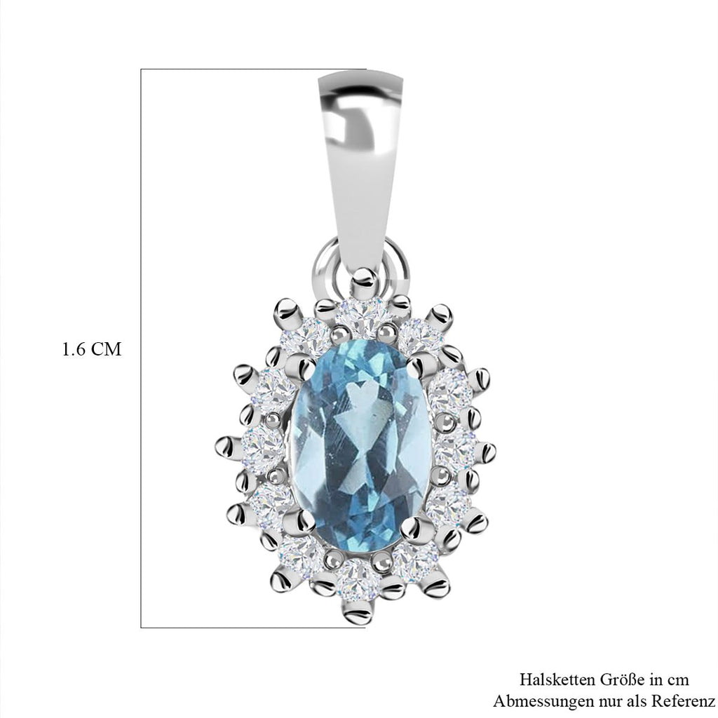 Espirito Santo Aquamarin und Moissanit Anhänger, 925 Silber platiniert ca. 0.52 ct
