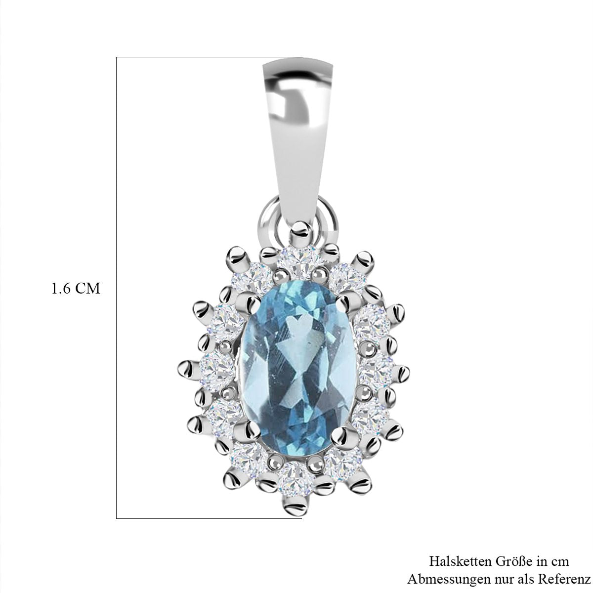 Espirito Santo Aquamarin und Moissanit Anhänger, 925 Silber platiniert ca. 0.52 ct