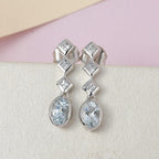 Espirito Santo Aquamarin und weiße Zirkon Ohrringe, 925 Silber platiniert ca. 1.09 ct