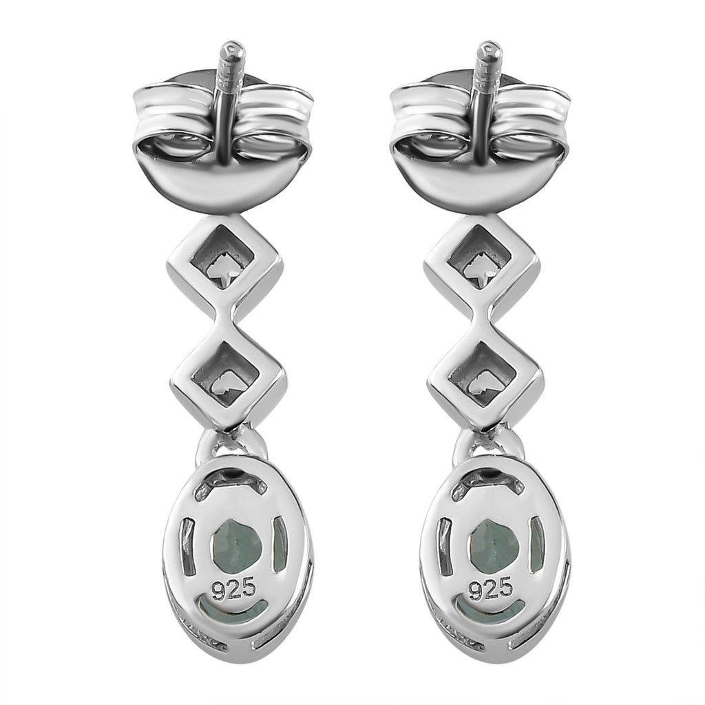Espirito Santo Aquamarin und weiße Zirkon Ohrringe, 925 Silber platiniert ca. 1.09 ct