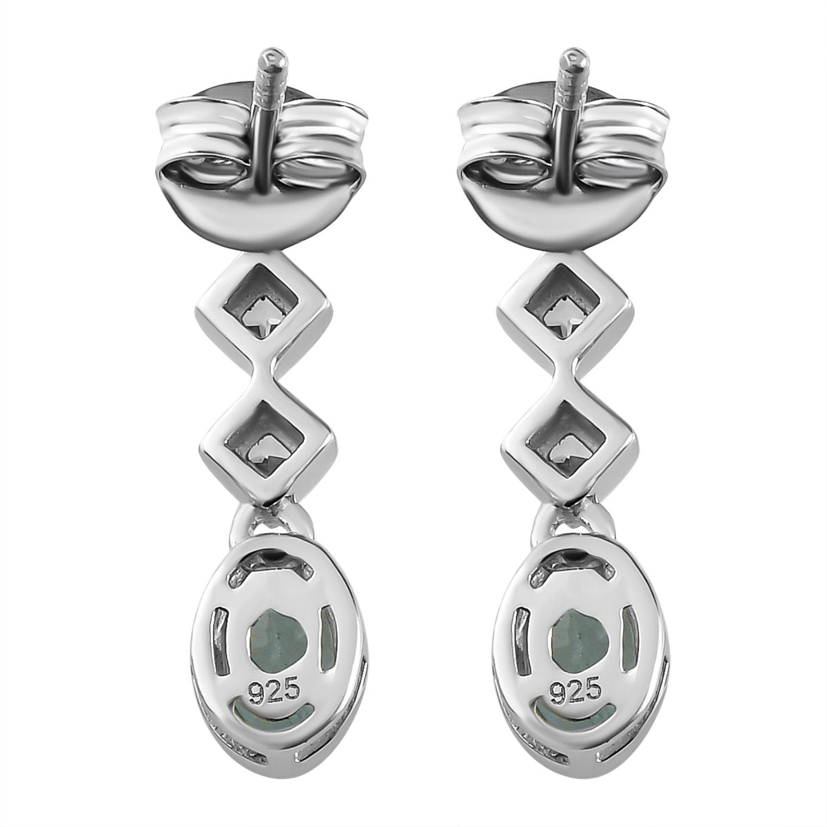 Espirito Santo Aquamarin und weiße Zirkon Ohrringe, 925 Silber platiniert ca. 1.09 ct