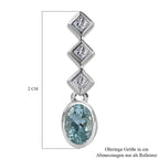 Espirito Santo Aquamarin und weiße Zirkon Ohrringe, 925 Silber platiniert ca. 1.09 ct