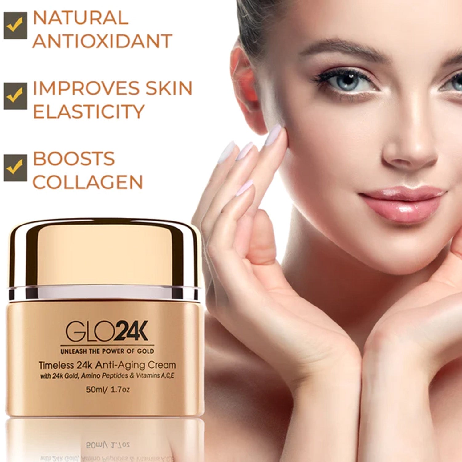 Glo24K Timeless 24k Anti-Aging-Creme, 50 ml