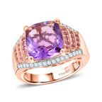 Djoy AA Rose De France Amethyst, Moissanit und rosa Saphir Ring und Anhänger mit 50cm Kette