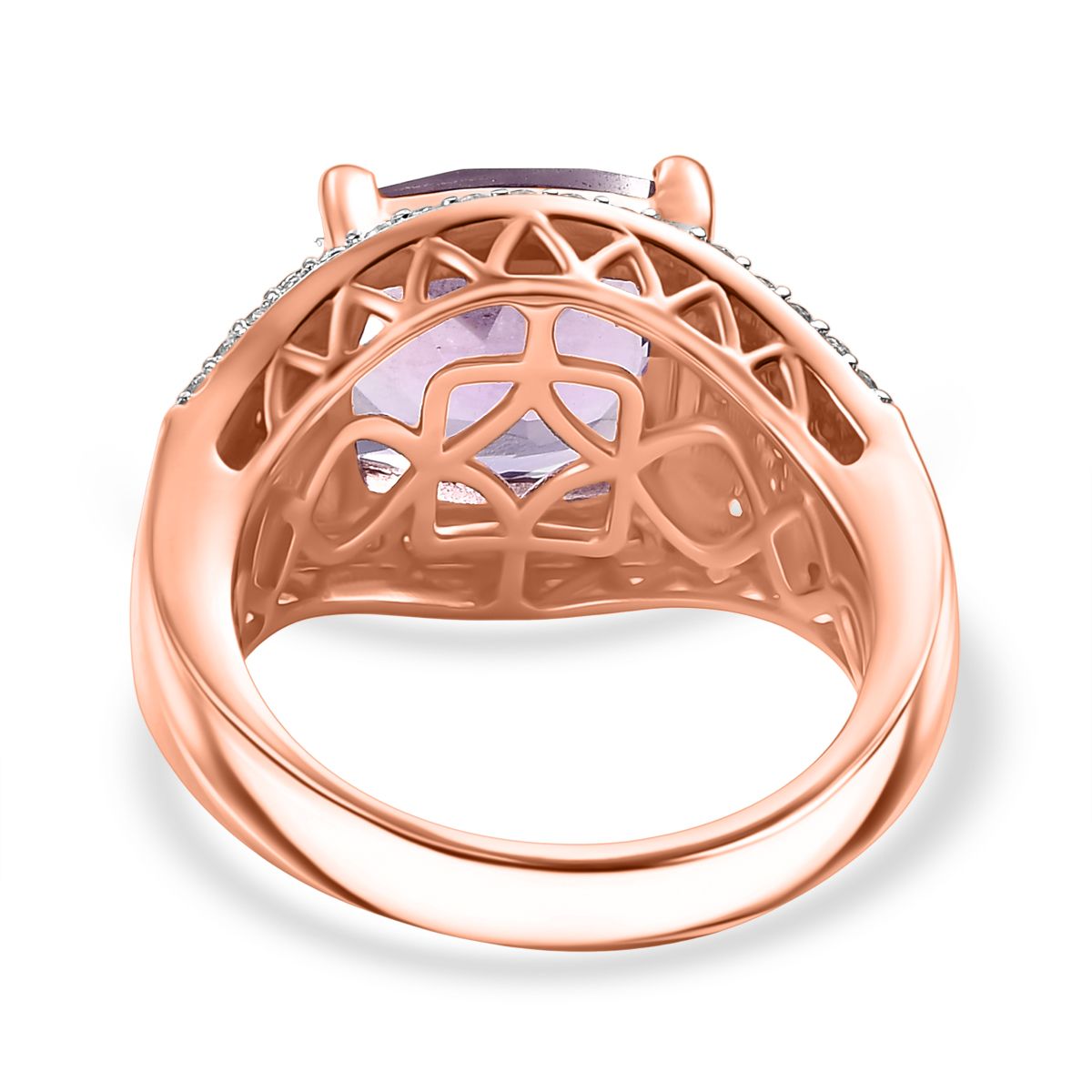 Djoy AA Rose De France Amethyst, Moissanit und rosa Saphir Ring und Anhänger mit 50cm Kette