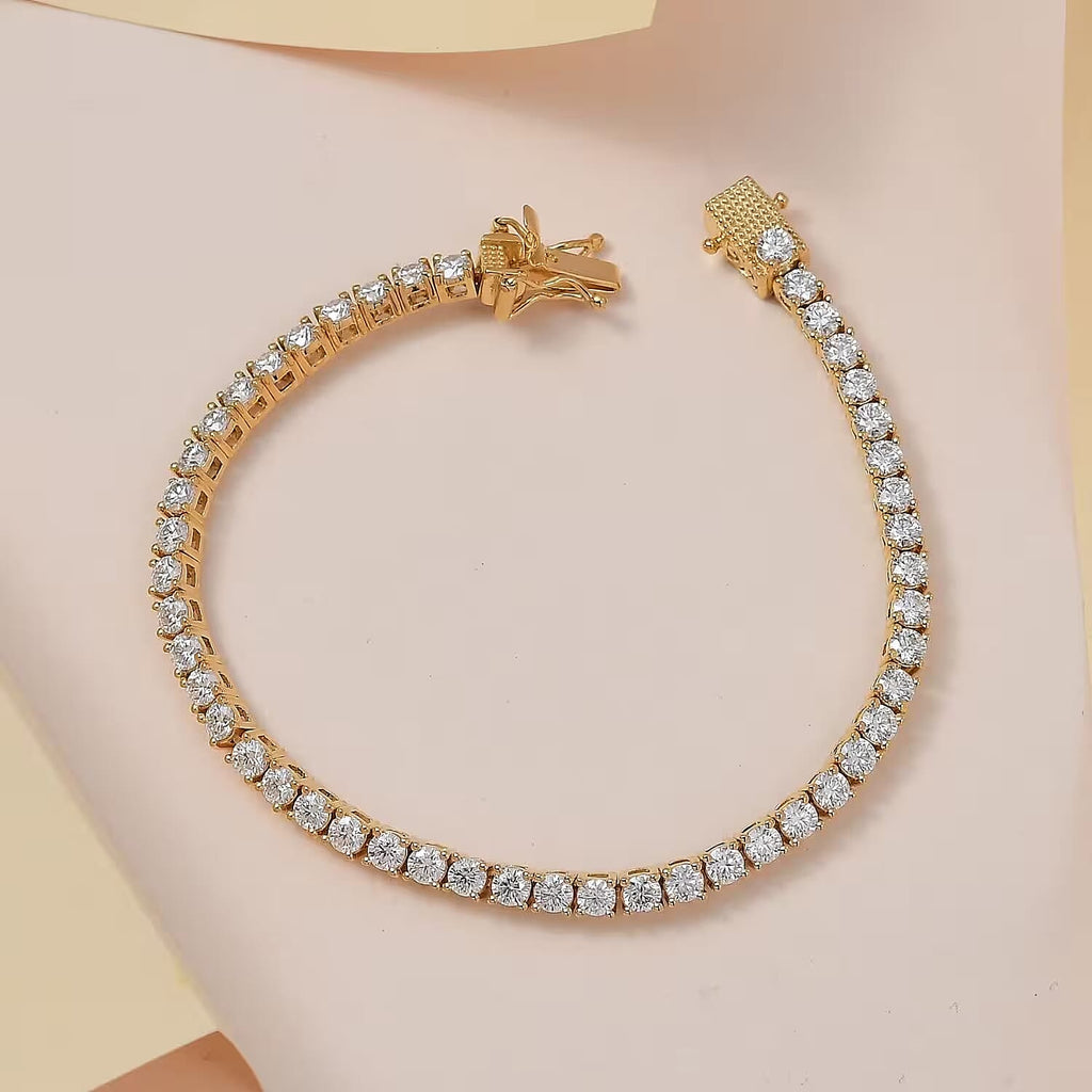 D'Joy Moissanit Armband ca. 20 cm 925 Silber Gelbgold Vermeil ca. 5.20 ct