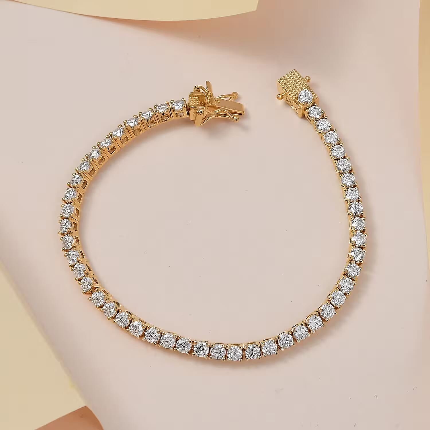 D'Joy Moissanit Armband ca. 20 cm 925 Silber Gelbgold Vermeil ca. 5.20 ct