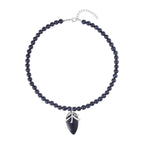 Blauer Sandstein Halskette ca. 45 cm Reines Messing ca. 127.50 ct
