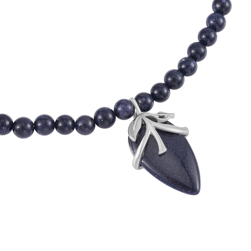 Blauer Sandstein Halskette ca. 45 cm Reines Messing ca. 127.50 ct