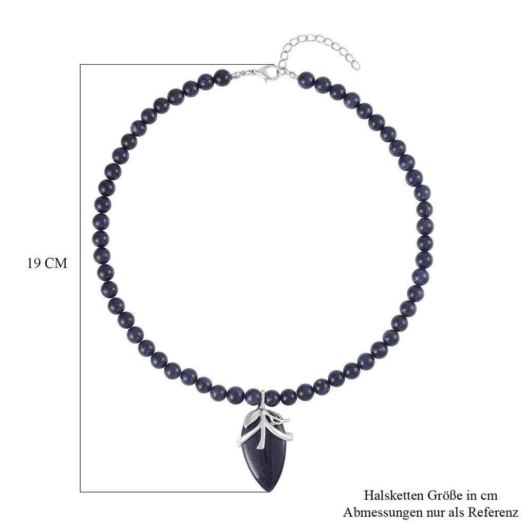 Blauer Sandstein Halskette ca. 45 cm Reines Messing ca. 127.50 ct