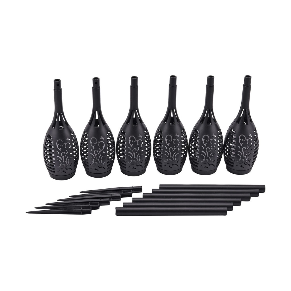 6er Set - Wasserdichte Solar Flackerflamme Gartenbeleuchtung, Größe 7,5x50 cm