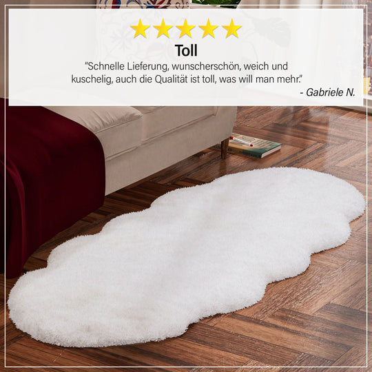 Luxury Edition: Wolkenweicher 2200 GSM Kunstfell Läufer 60x180 cm, Schwarz Meliert