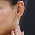 Kambodschanischer, Blaue und weiße Zirkon Ohrringe, 925 Silber platiniert ca. 1.56 ct
