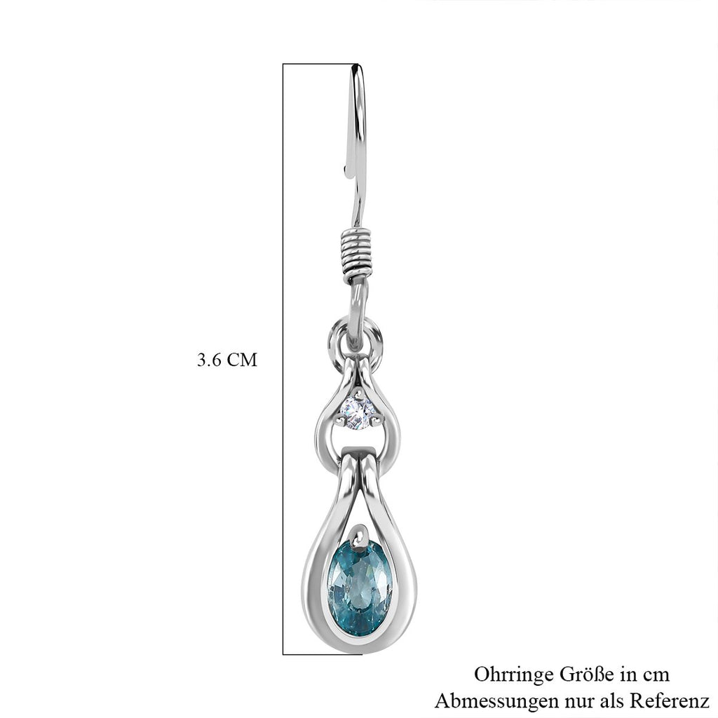 Kambodschanischer, Blaue und weiße Zirkon Ohrringe, 925 Silber platiniert ca. 1.56 ct