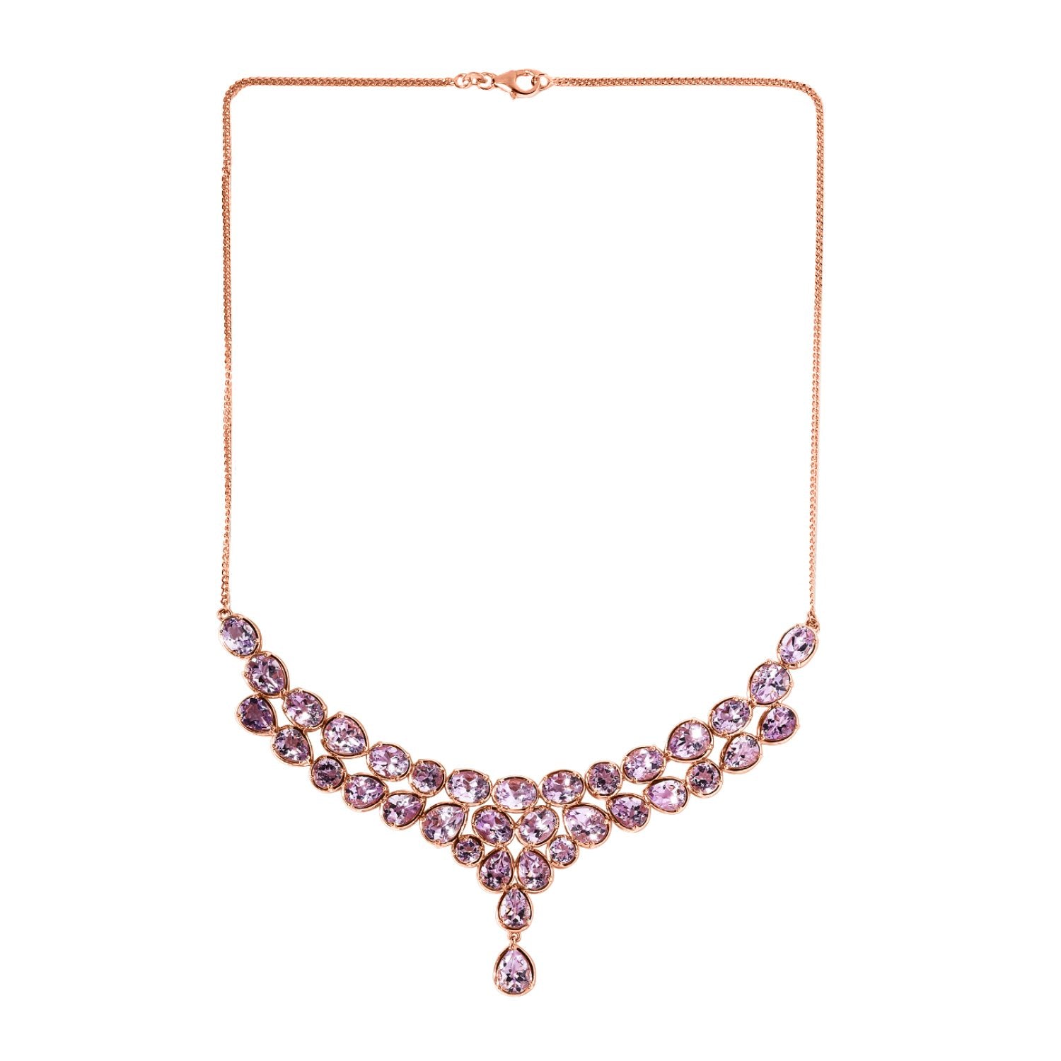 Rose de France Amethyst Collier, ca. 45 cm, 925 Silber rosévergoldet ca. 35.67 ct