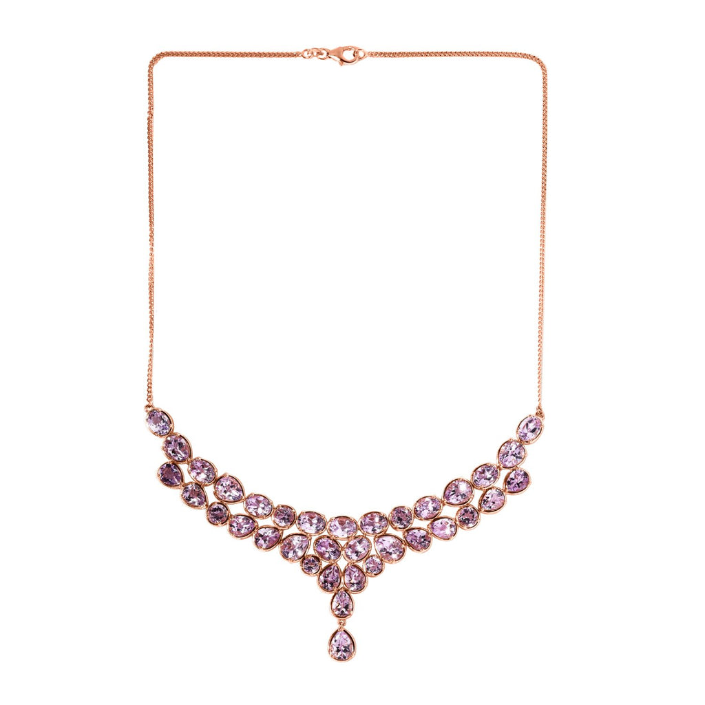 Rose de France Amethyst Collier, ca. 45 cm, 925 Silber rosévergoldet ca. 35.67 ct