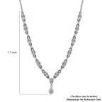 Espirito Santo Aquamarin und Weißer Zirkon Collier, ca. 45 cm 925 Silber platiniert ca. 4.90 ct