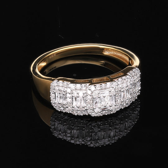 Weißer Diamant Ring, 925 Silber Gelbgold Vermeil (Größe 20.00) ca. 0.50 ct