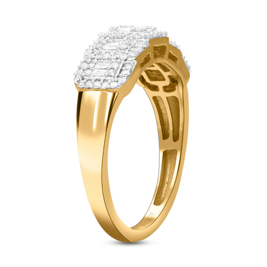 Weißer Diamant Ring, 925 Silber Gelbgold Vermeil (Größe 20.00) ca. 0.50 ct