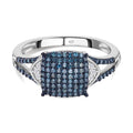 Blauer Diamant und weißer Diamant Ring, 925 Silber platiniert (Größe 21.00) ca. 0.50 ct