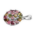 Natürlicher mehrfarbiger Turmalin und Weißer Zirkon Anhänger, 925 Silber platiniert ca. 2.48 ct