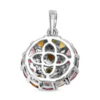Natürlicher mehrfarbiger Turmalin und Weißer Zirkon Anhänger, 925 Silber platiniert ca. 2.48 ct