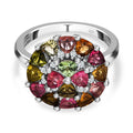 Natürlicher mehrfarbiger Turmalin und weißer Zirkon Ring, 925 Silber platiniert (Größe 17.00) ca. 2.48 ct