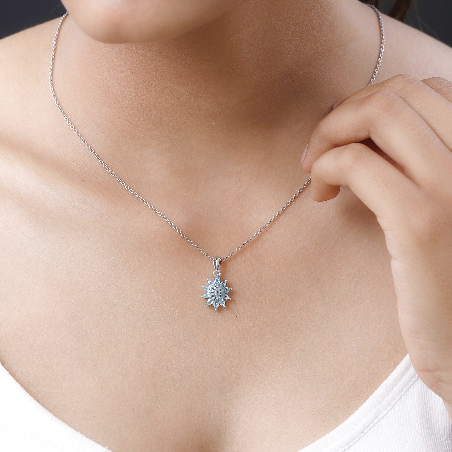 Paraiba-Apatit Anhänger 925 Silber platiniert ca. 1.05 ct