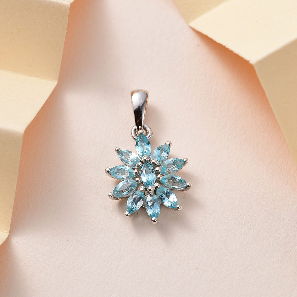Paraiba-Apatit Anhänger 925 Silber platiniert ca. 1.05 ct