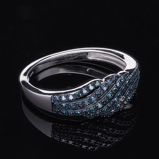 Blauer Diamant Ring, 925 Silber platiniert (Größe 20.00) ca. 0.33 ct