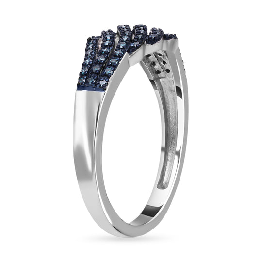 Blauer Diamant Ring, 925 Silber platiniert (Größe 20.00) ca. 0.33 ct