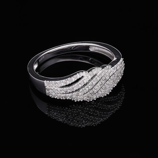 Weißer Diamant Ring, 925 Silber platiniert (Größe 20.00) ca. 0.33 ct