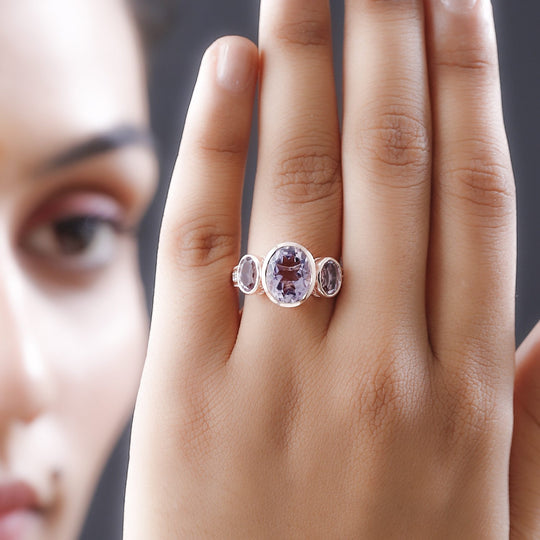 Rose De France Amethyst Ring, 925 Silber rosévergoldet, , ca. 5.09 ct
