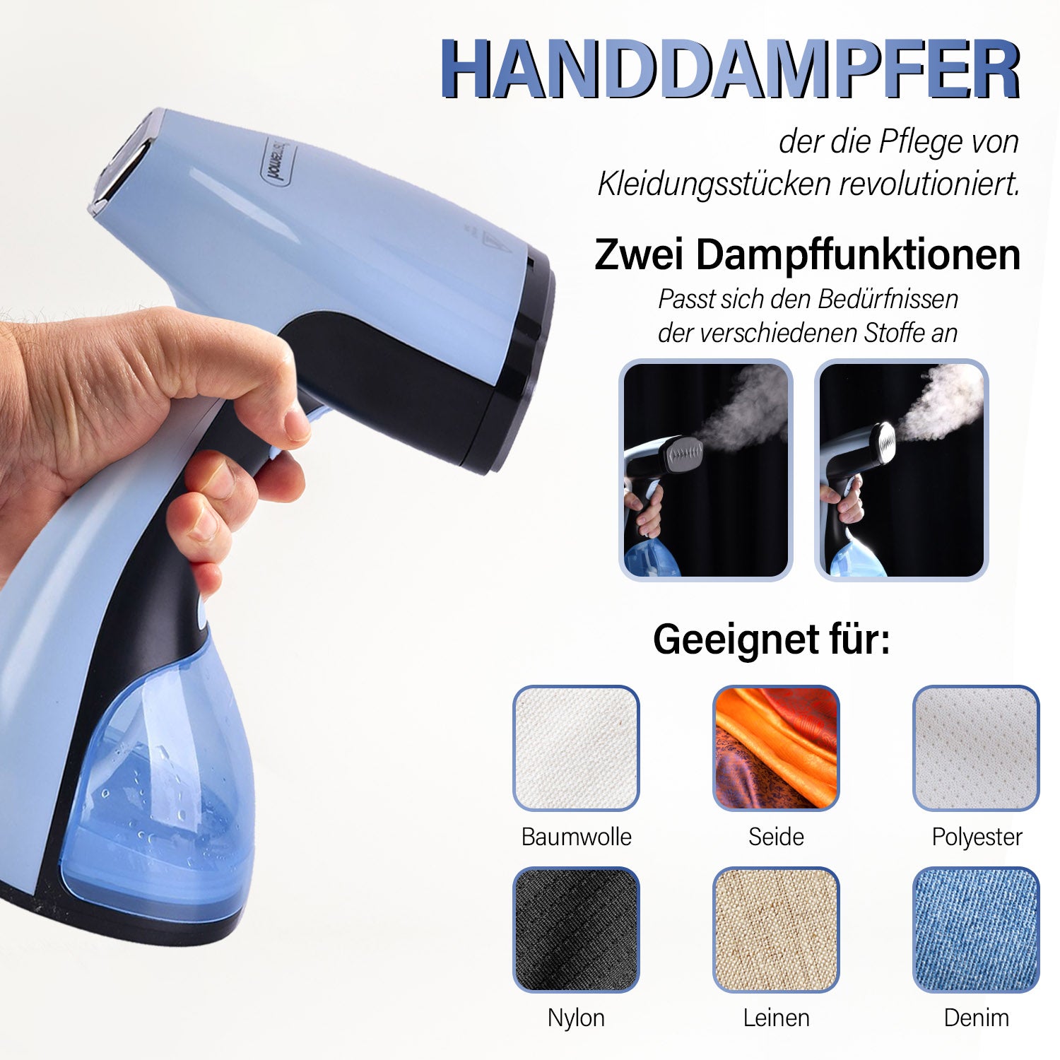 HOMESMART- Handbedampfer, 20x11x25cm, - schwarz und blau
