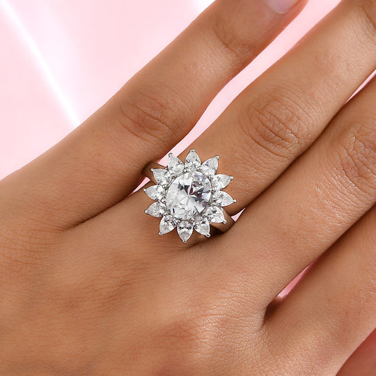 Weißer Zirkonia Ring, Messing Ionenbeschichtetes Platin ca. 7.22 ct