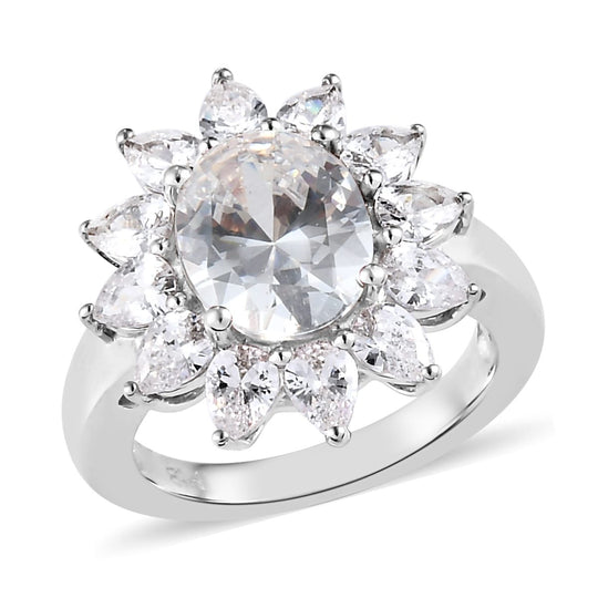 Weißer Zirkonia Ring, Messing Ionenbeschichtetes Platin ca. 7.22 ct