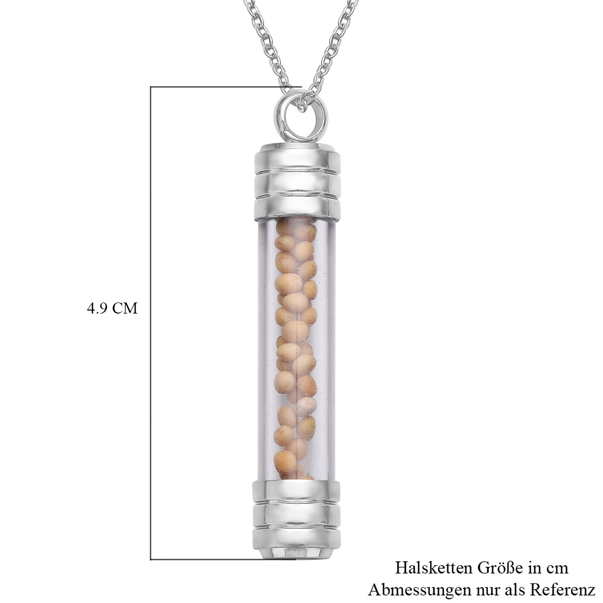 Senfkorn Anhänger mit Kette, ca. 50 cm, 316L Edelstahl 0.20 ct