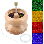 Perlen Spinner aus Kiefernholz mit Stahlnadel, bunten Perlen und Faden inkl.