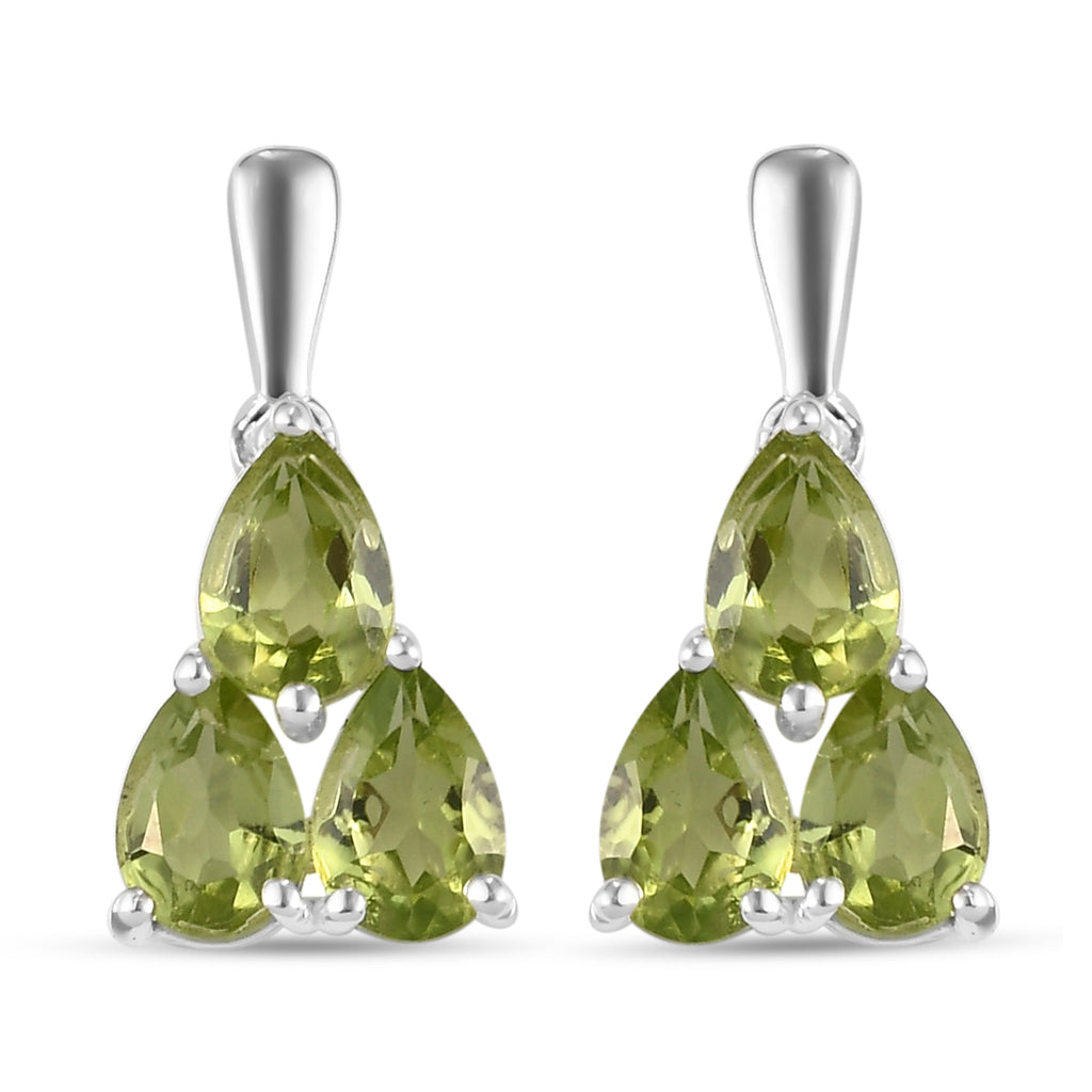 Natürliche Peridot-Ohrringe, 925 Silber ca. 2,74 ct