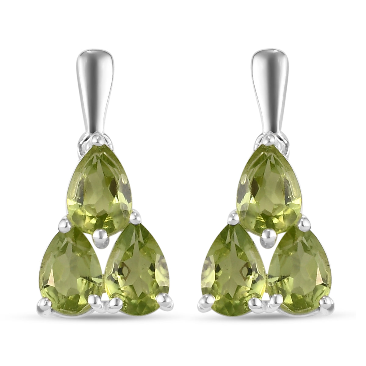 Natürliche Peridot-Ohrringe, 925 Silber ca. 2,74 ct