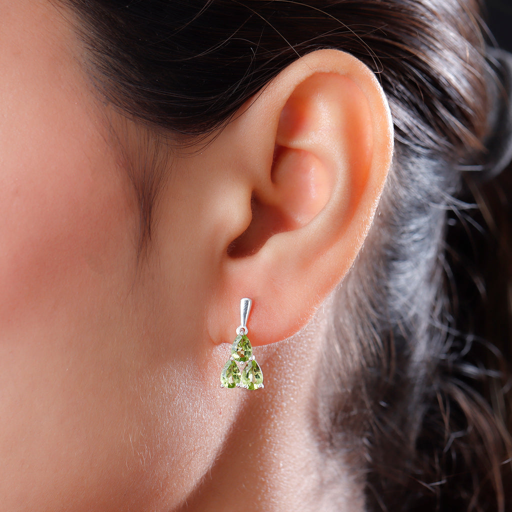 Natürliche Peridot-Ohrringe, 925 Silber ca. 2,74 ct