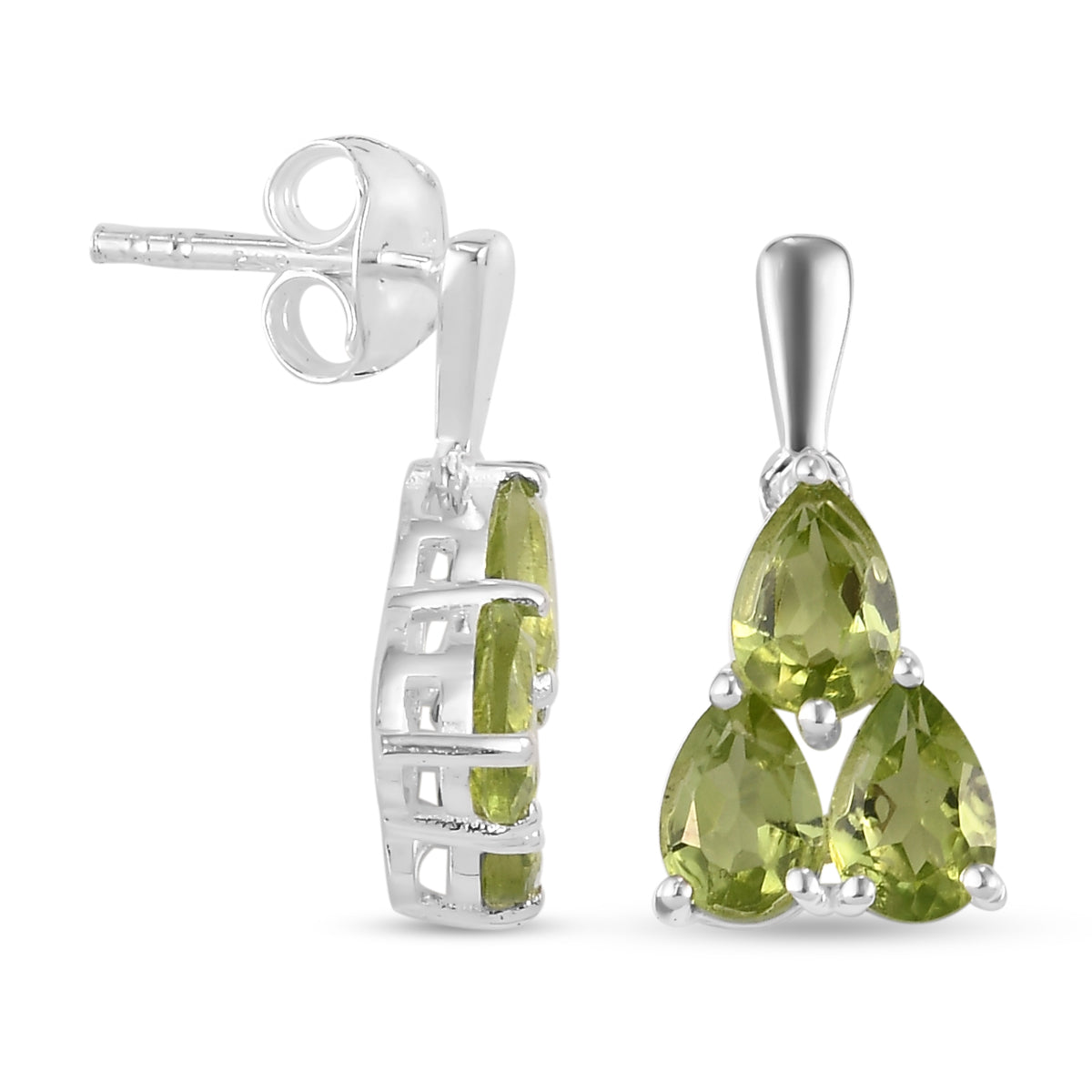 Natürliche Peridot-Ohrringe, 925 Silber ca. 2,74 ct
