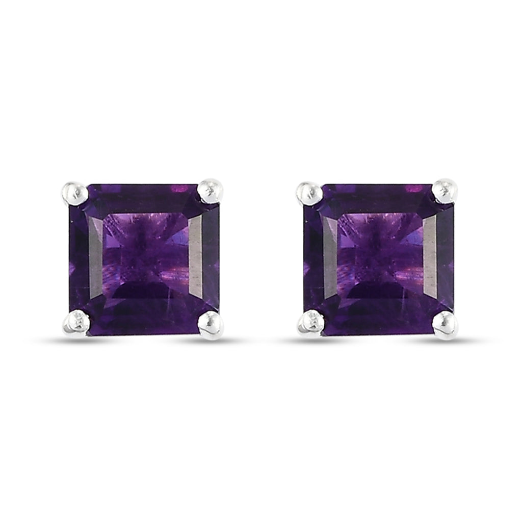 Afrikanischer Amethyst Ohrstecker 925 Silber ca. 2,14 ct