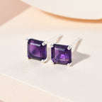 Afrikanischer Amethyst Ohrstecker 925 Silber ca. 2,14 ct